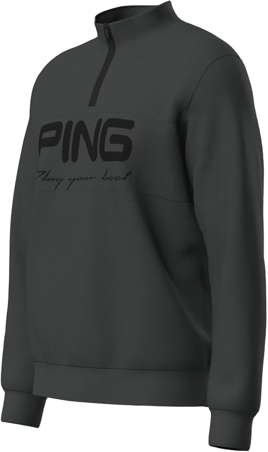 ピン アパレル] メンズ ハーフジップハイネックニット (吸水速